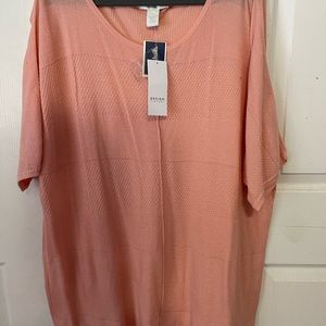 Design History 3x short sleeve top, very light, breezy, beach feel, apricot, new